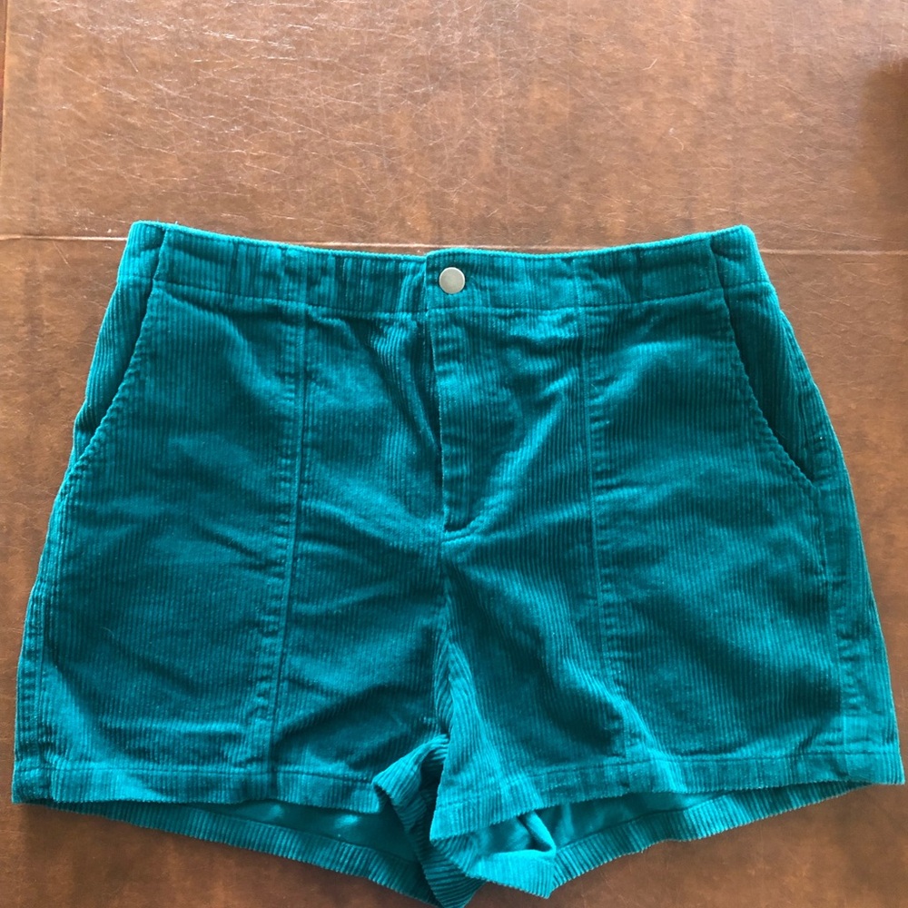 Teal Corduroy Women Shorts high rise OP style vintage surf skate cords throwback